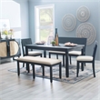 Pemberly Row Set of 2 Dining Chairs in Acacia Wood and Charcoal Gray