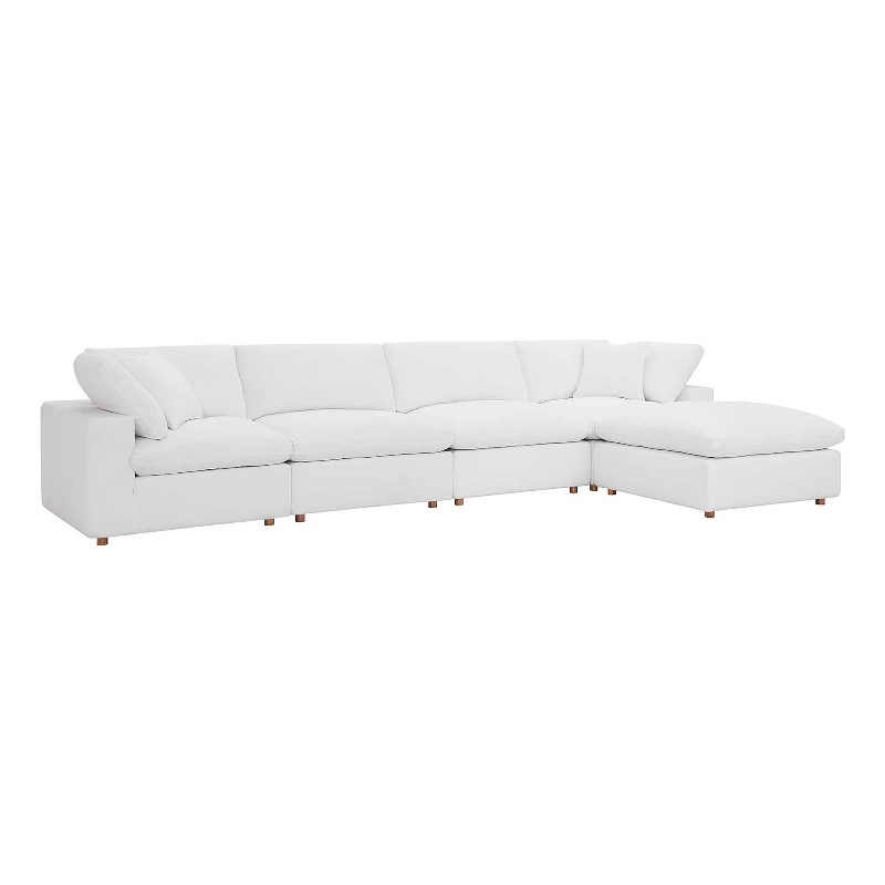 Pemberly Row 5-Piece Down-Filled Sectional Sofa in Pure White