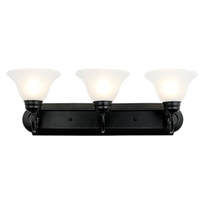 Pemberly Row 3-Light Stainless Steel Matte Black Vanity Light Fixture