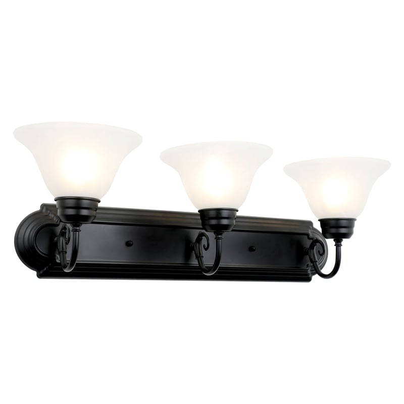 Pemberly Row 3-Light Stainless Steel Matte Black Vanity Light Fixture