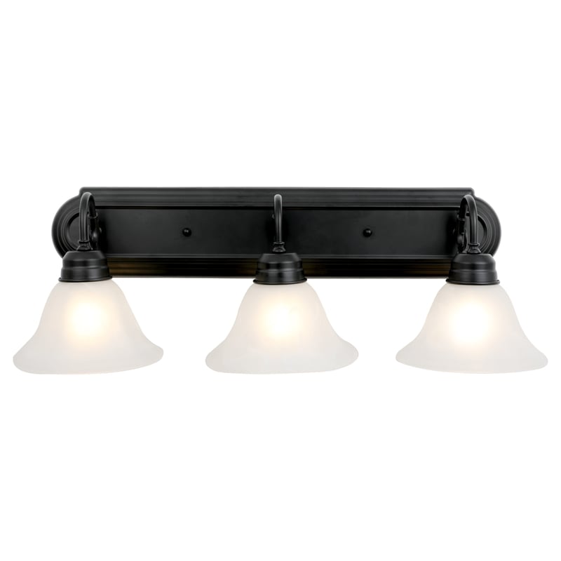 Pemberly Row 3-Light Stainless Steel Matte Black Vanity Light Fixture