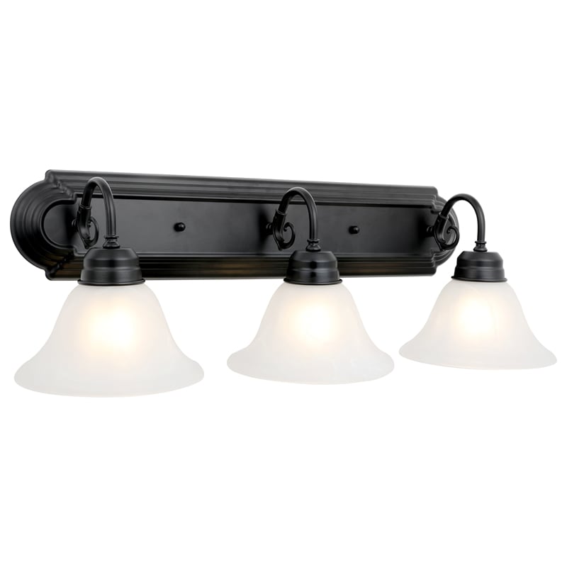 Pemberly Row 3-Light Stainless Steel Matte Black Vanity Light Fixture