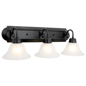 Pemberly Row 3-Light Stainless Steel Matte Black Vanity Light Fixture