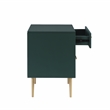 Pemberly Row Wooden Nightstand with Gold Accents in Dark Green Finish