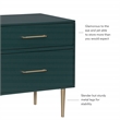 Pemberly Row Wooden Nightstand with Gold Accents in Dark Green Finish