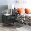 Pemberly Row Wooden Nightstand with Gold Accents in Dark Green Finish