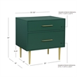 Pemberly Row Wooden Nightstand with Gold Accents in Dark Green Finish
