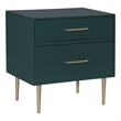 Pemberly Row Wooden Nightstand with Gold Accents in Dark Green Finish