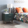 Pemberly Row Wooden Nightstand with Gold Accents in Dark Green Finish
