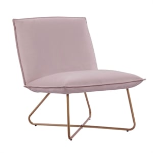 Pemberly Row Blush Pink Velvet Accent Chair with Gold Metal Legs