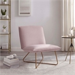 Pemberly Row Blush Pink Velvet Accent Chair with Gold Metal Legs