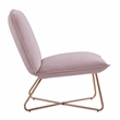 Pemberly Row Blush Pink Velvet Accent Chair with Gold Metal Legs