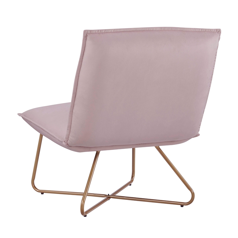Pemberly Row Blush Pink Velvet Accent Chair with Gold Metal Legs