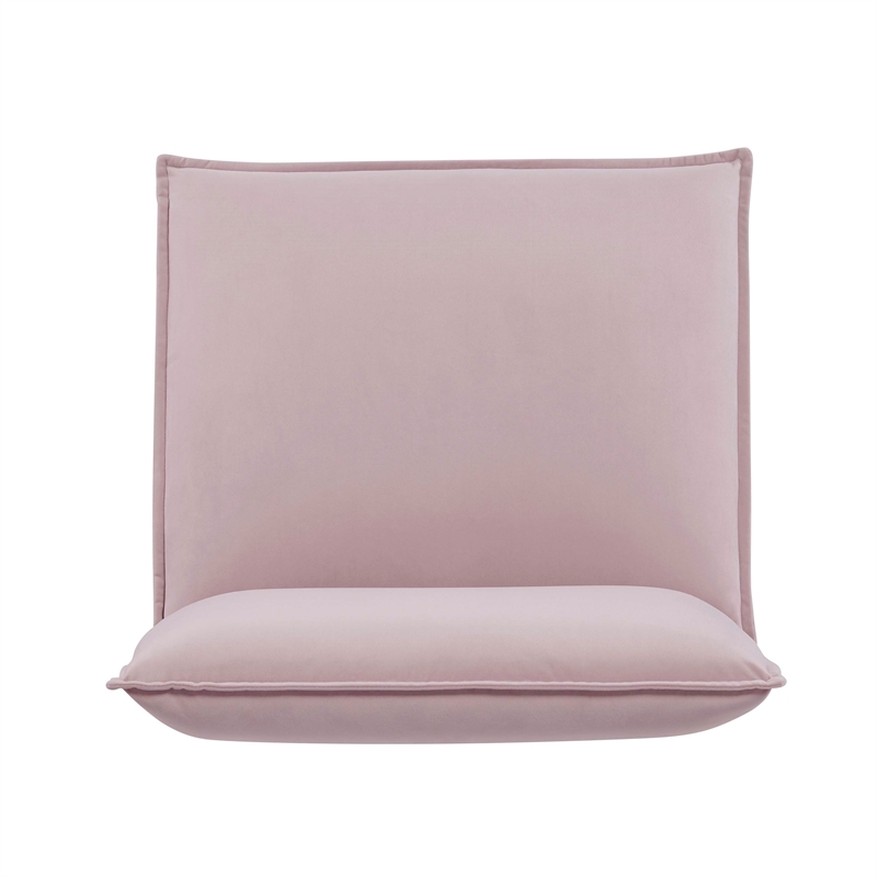 Pemberly Row Blush Pink Velvet Accent Chair with Gold Metal Legs