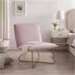 Pemberly Row Blush Pink Velvet Accent Chair with Gold Metal Legs
