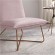 Pemberly Row Blush Pink Velvet Accent Chair with Gold Metal Legs