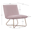 Pemberly Row Blush Pink Velvet Accent Chair with Gold Metal Legs