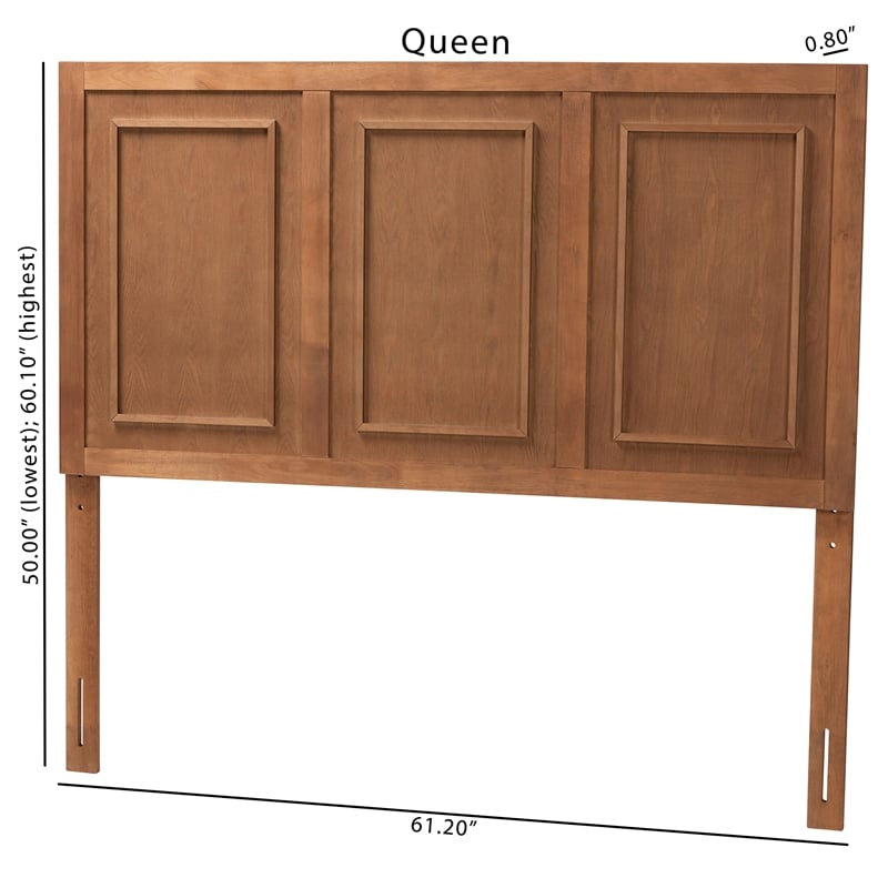 Pemberly Row Queen Size Headboard with Adjustable Height in Walnut Finish