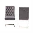 Pemberly Row 2-Piece Dining Chair Set with Gray Velvet Upholstery