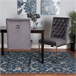 Pemberly Row 2-Piece Dining Chair Set with Gray Velvet Upholstery