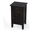 Pemberly Row Accent Table Solid Mango Wood with Hand-Carved Etching Brown