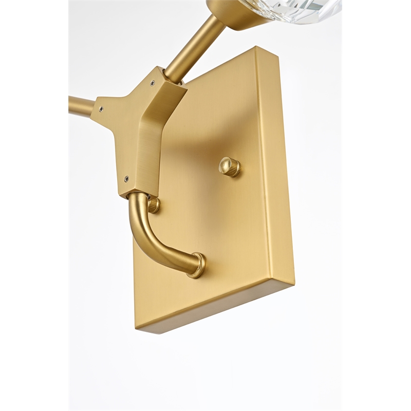 Pemberly Row 2-Light Modern Crystal Wall Sconce in Gold