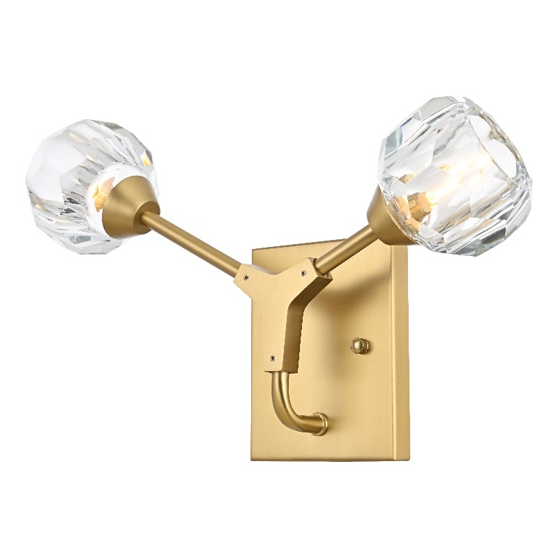Pemberly Row 2-Light Modern Crystal Wall Sconce in Gold