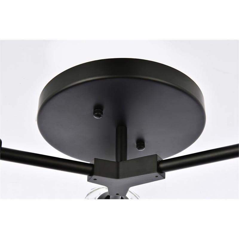 Pemberly Row 3-Light Modern Crystal Flush Mount in Black