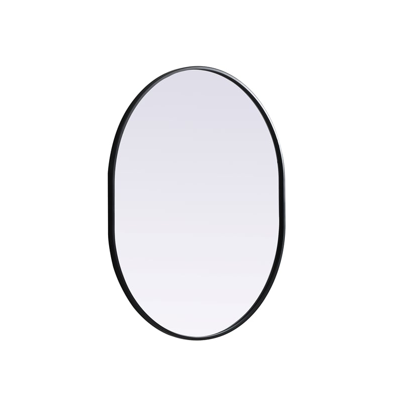 Pemberly Row Oval MDF Wood Mirror with Black Finish 30x36