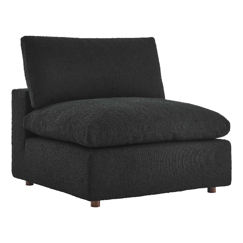 Pemberly Row Down-Filled Boucle Fabric Armless Chair in Black