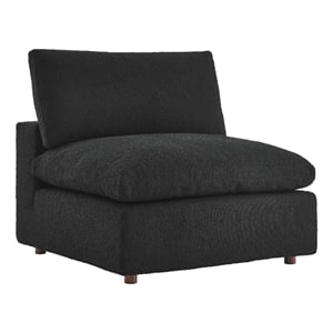 Pemberly Row Down-Filled Boucle Fabric Armless Chair in Black