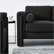 Pemberly Row Upholstered Boucle Fabric Loveseat with Pocket Coils in Black