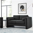 Pemberly Row Upholstered Boucle Fabric Loveseat with Pocket Coils in Black