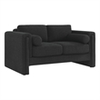 Pemberly Row Upholstered Boucle Fabric Loveseat with Pocket Coils in Black
