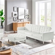 Pemberly Row Tufted Vegan Leather Sofa with Ottoman in White & Silver