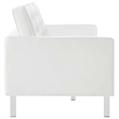 Pemberly Row Tufted Vegan Leather Sofa with Ottoman in White & Silver
