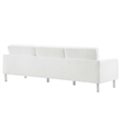 Pemberly Row Tufted Vegan Leather Sofa with Ottoman in White & Silver