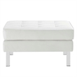 Pemberly Row Tufted Vegan Leather Sofa with Ottoman in White & Silver