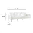 Pemberly Row Tufted Vegan Leather Sofa with Ottoman in White & Silver