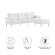 Pemberly Row Tufted Vegan Leather Sofa with Ottoman in White & Silver