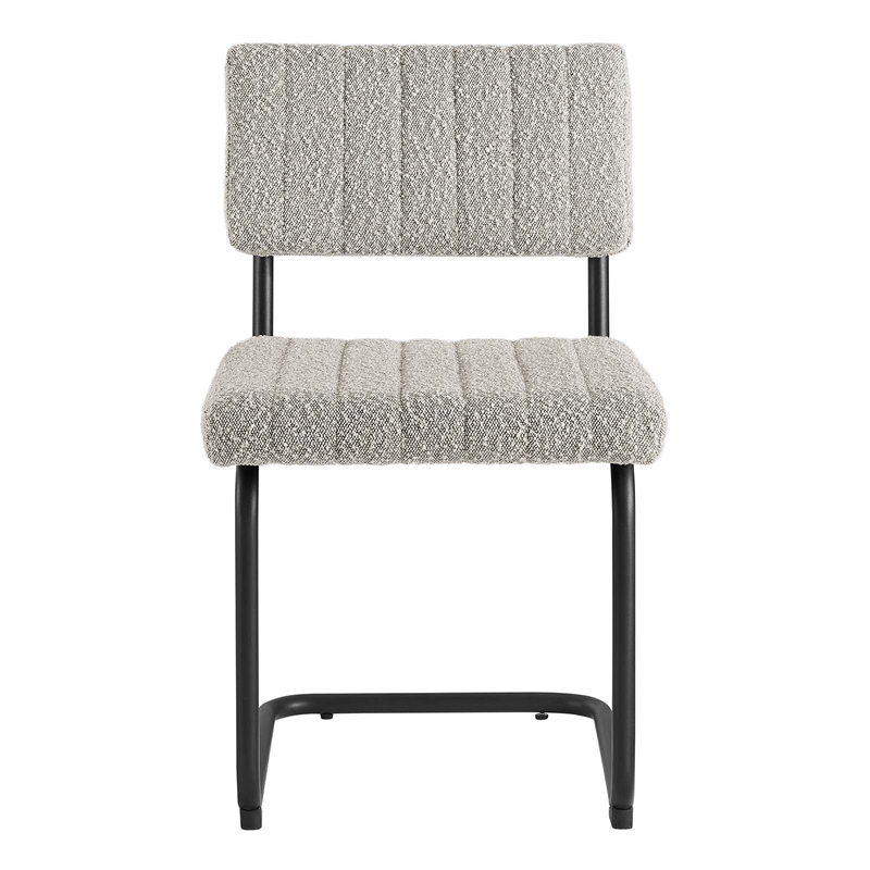 Pemberly Row Dining Side Chair Set of 2 with Boucle Fabric in Taupe