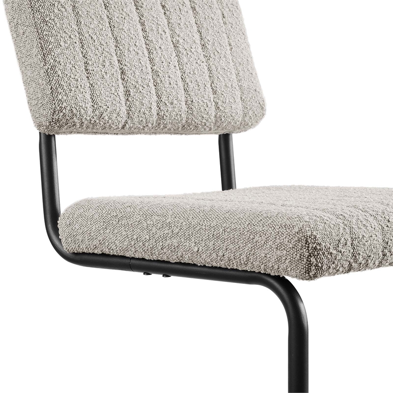 Pemberly Row Dining Side Chair Set of 2 with Boucle Fabric in Taupe