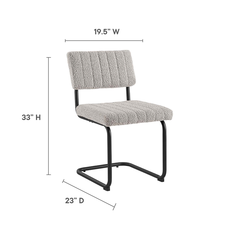 Pemberly Row Dining Side Chair Set of 2 with Boucle Fabric in Taupe