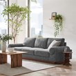 Pemberly Row Upholstered Fabric Sofa with Bolster Armrests in Gray