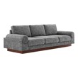 Pemberly Row Upholstered Fabric Sofa with Bolster Armrests in Gray