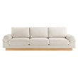 Pemberly Row Oasis Upholstered Fabric Sofa with Bolster Armrests in Ivory
