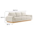 Pemberly Row Oasis Upholstered Fabric Sofa with Bolster Armrests in Ivory