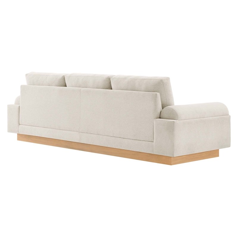 Pemberly Row Oasis Upholstered Fabric Sofa with Bolster Armrests in Ivory