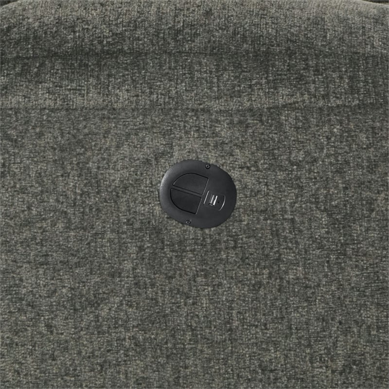 Pemberly Row Power Recliner in Soft Charcoal Grey Polyester Upholstery