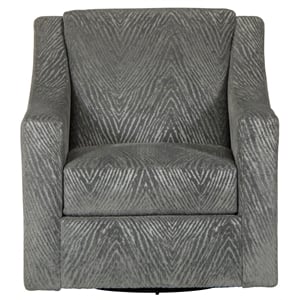 Pemberly Row Swivel Accent Chair in Grey Polyester Fabric